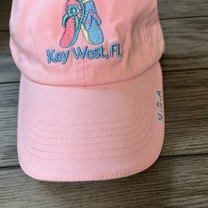 Pink Key West baseball hat with flip flops. NBW